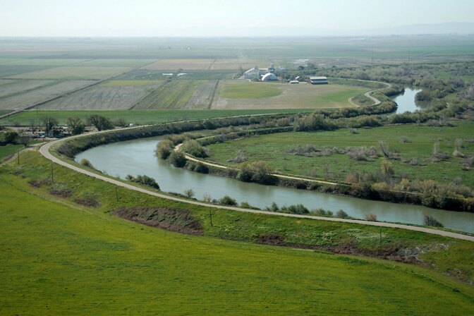Delta Slough with Grasses and Crops