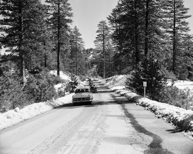 Angeles Crest Highway in the high country, 1956