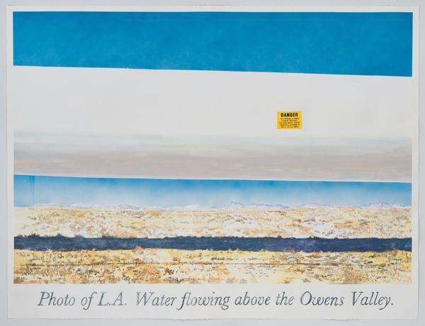 "Los Angeles Water Flowing Over the Owens Valley." Watercolor, gouache, and ink on paper 71" x 93 ½" | Photo: Robert Wedemeyer. Image courtesy of Rob Reynolds, Copyright 2013