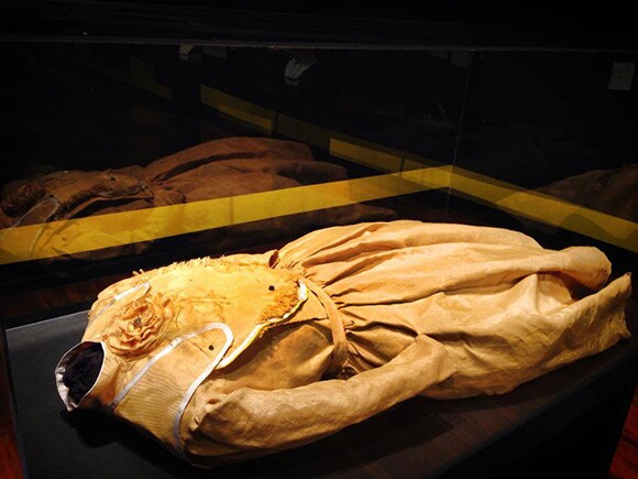 Nao Bustamante, "Tierra y Libertad, Kevlar® 2945" (2014). Kevlar fighting costume on display at the MexicÂArte Museum, Austin, Texas. Group exhibition Illustrating Anarchy and Revolution.