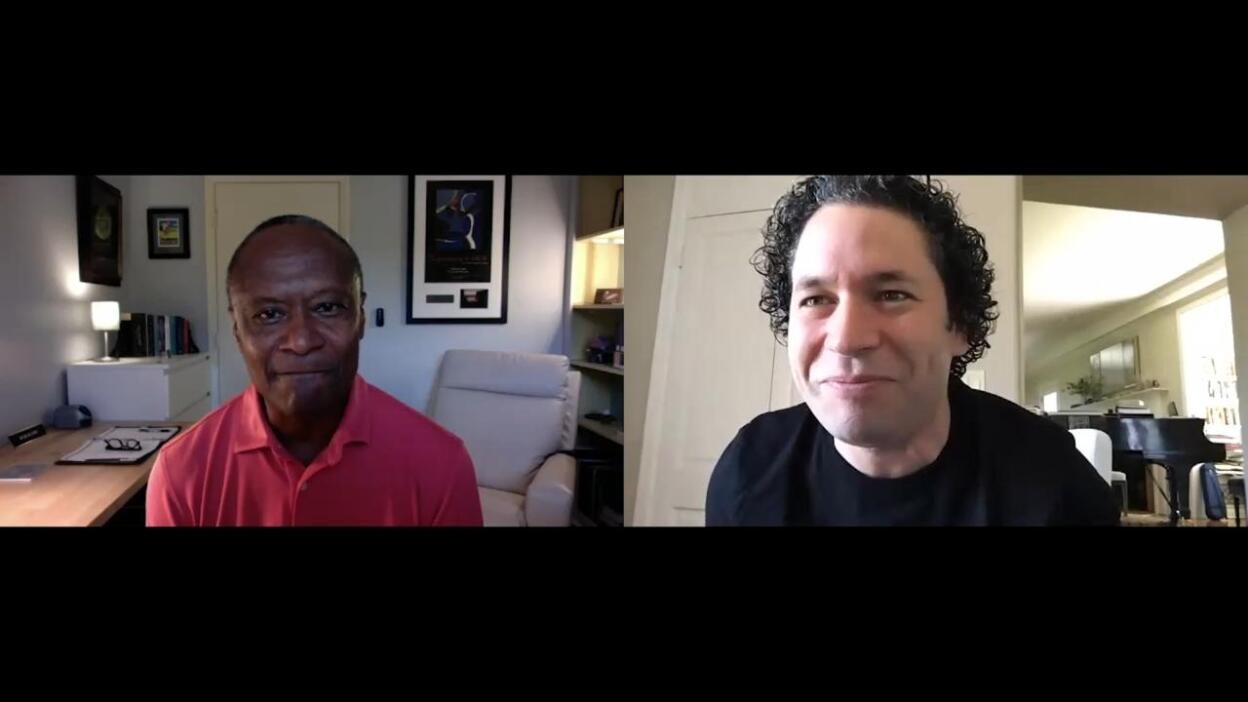 Thomas Wilkins and Gustavo Dudamel in conversation | Still image from Episode 6 "In Concert at the Hollywood Bowl"
