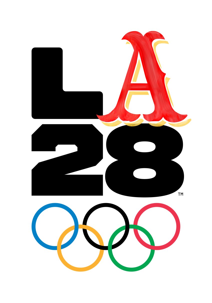 LA28 emblem made for the 2028 Los Angeles Olympics shows different kinds of As made by various artists, designers and athletes
