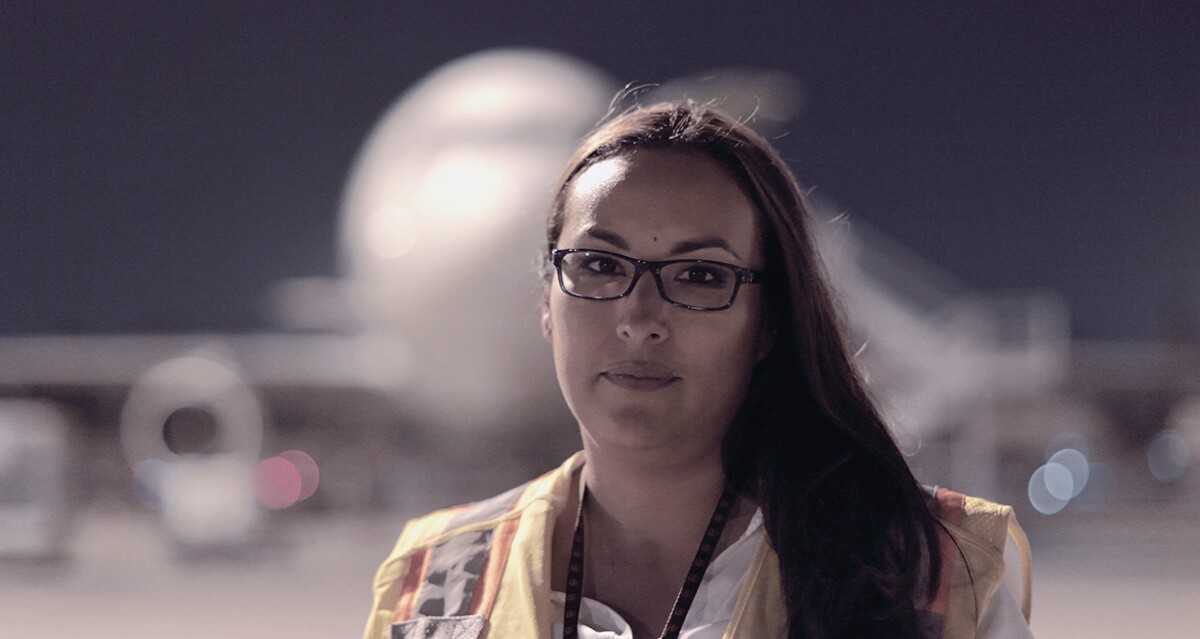 Katheryn at the Ontario airport | Still from "Nightshift"