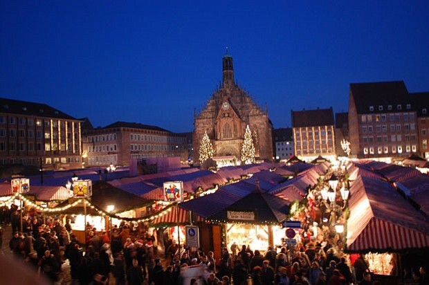 Nuremburg Christmas Market lights up at night. | Courtesy of NETA