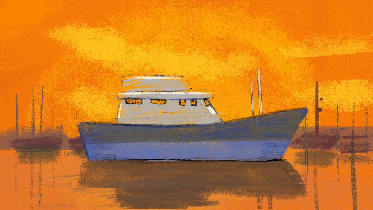 An illustration of Ventura harbor boats.