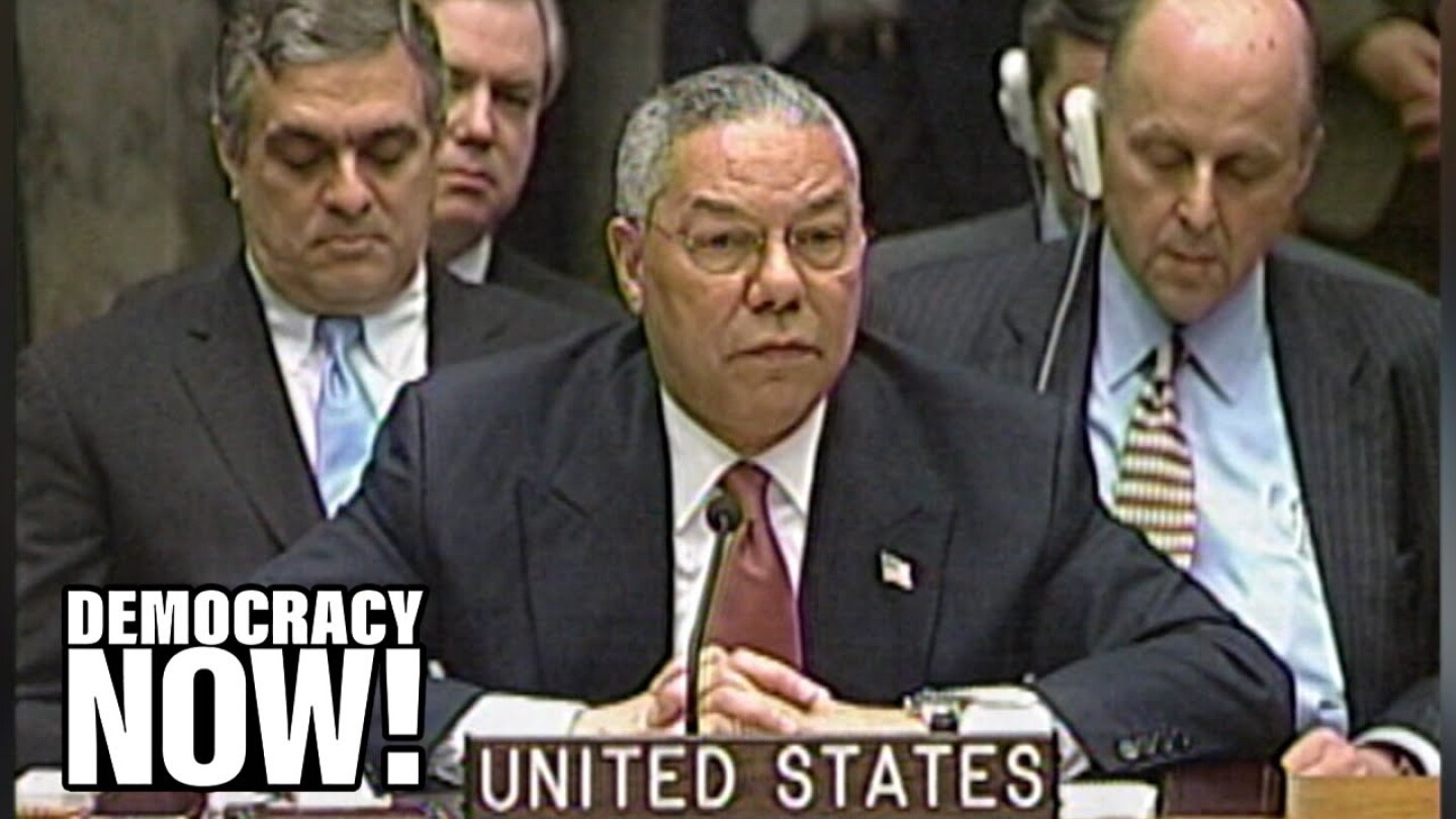 Screengrab of footage from Colin Powell's testimony.