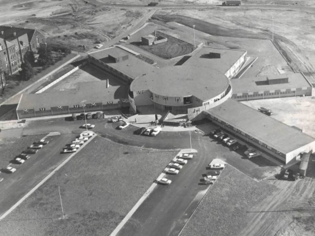 An aerial photograph of St. Jude Children's Research Hospital, Memphis, TN c. 1962 | Memphis Press Scimitar, Special Collections, University of Memphis Libraries. Courtesy of The Paul R. Williams Project at the Art Museum of the University of Memphis