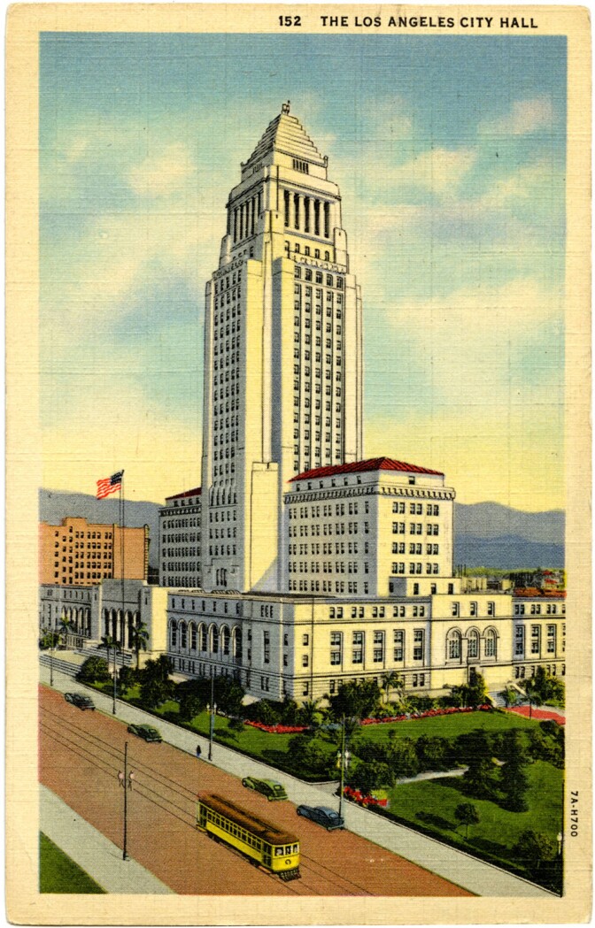 Postcard of Los Angeles City Hall, circa 1938