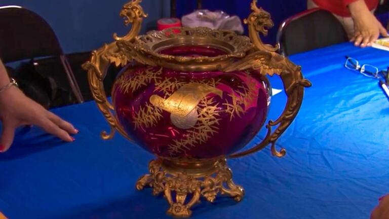 Appraisal: Moser Cranberry Glass Vase, ca. 1920