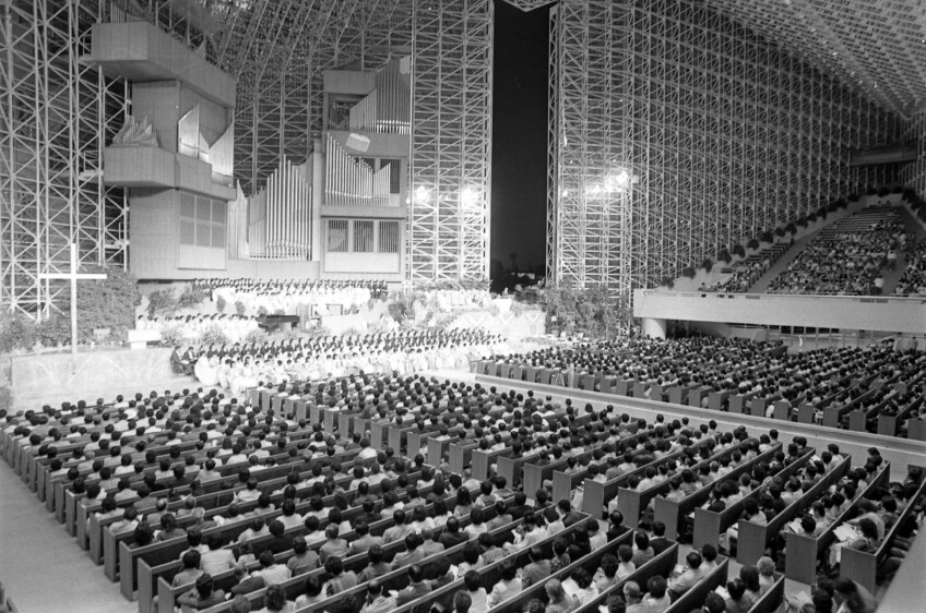 Service marking anniversary of introduction of Protestantism into Korea at the Crystal Cathedral in Garden Grove, Calif., 1984 