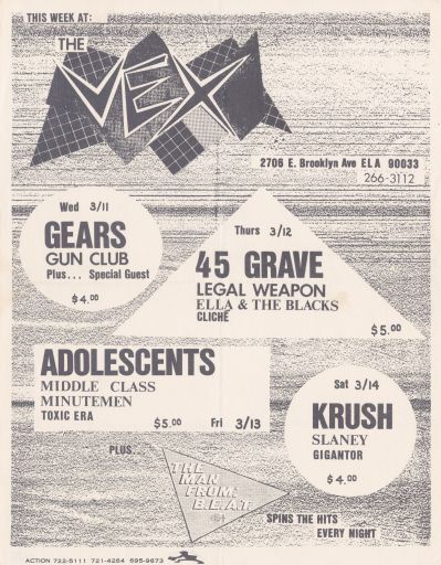The Vex, 1981 March 11 to 1981 March 14 punk flier. | Johan Kugelberg punk collection, #8060. Division of Rare and Manuscript Collections, Cornell University Library.