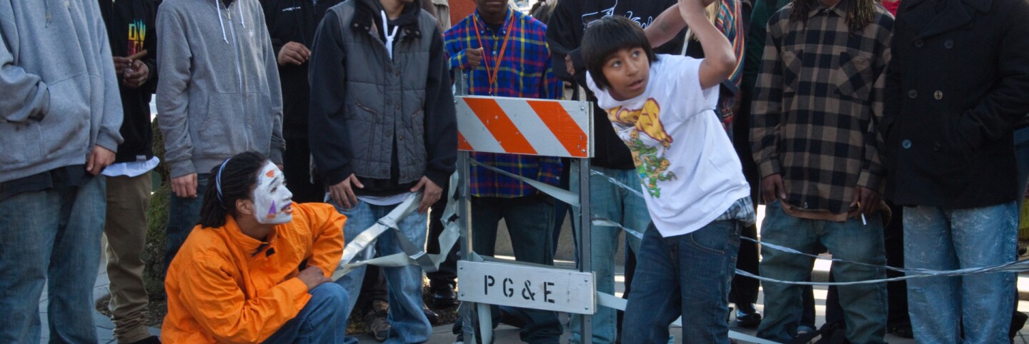 Young dancer popping and locking in San Francisco. (primary)
