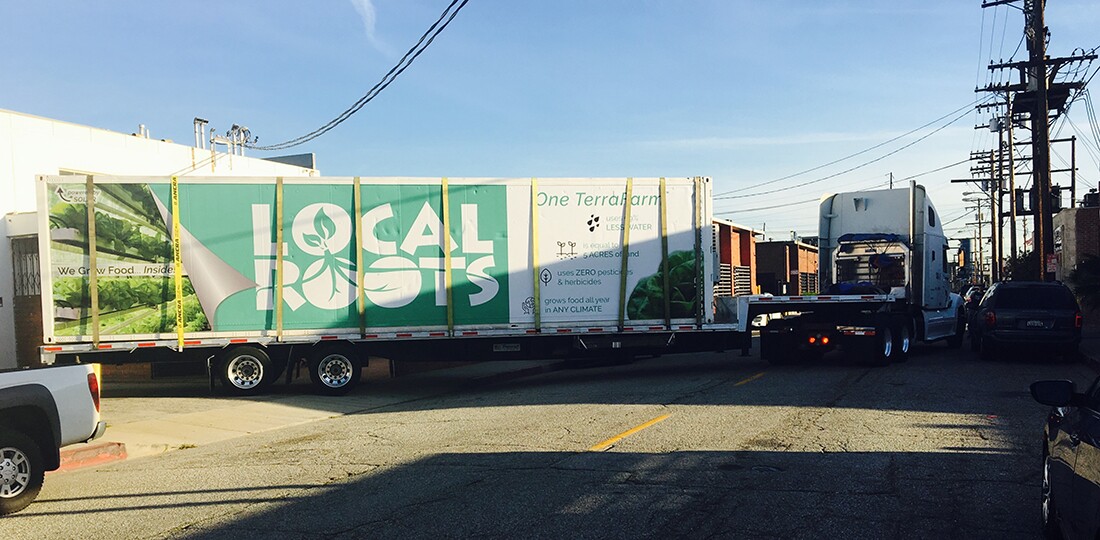 Our Mobile TerraFarm™ leaving Local Roots headquarters to conduct tours at South by Southwest 2017 in Austin, TX! | Courtesy of Local Roots