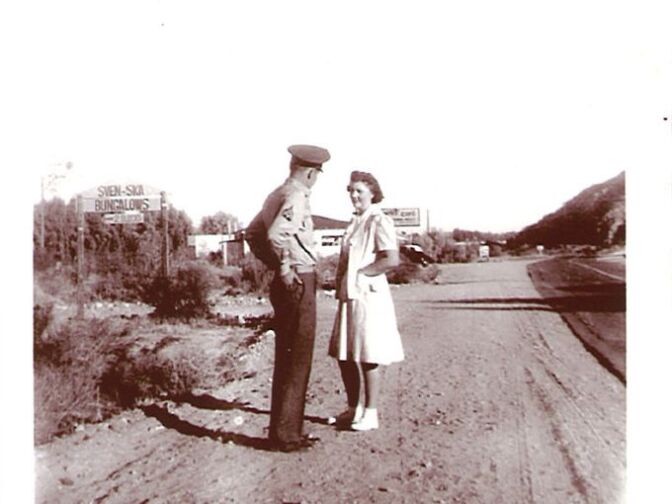 Sven-Ska sign to left, Main Street, Cathedral City, 1942 | Courtesy of Cathedral City Historical Society.