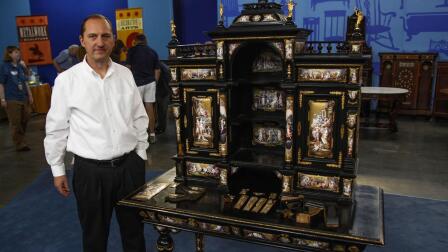 Appraisal: Austrian Enamel & Ebonized Cabinet, ca. 1880