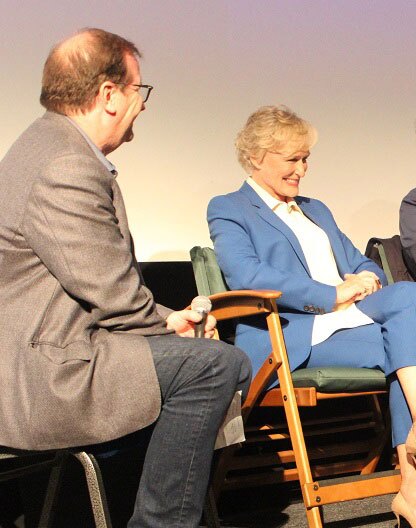 Cinema Series host Pete Hammond and Actress Glenn Close take questions from the audience after a screening of "The Wife"