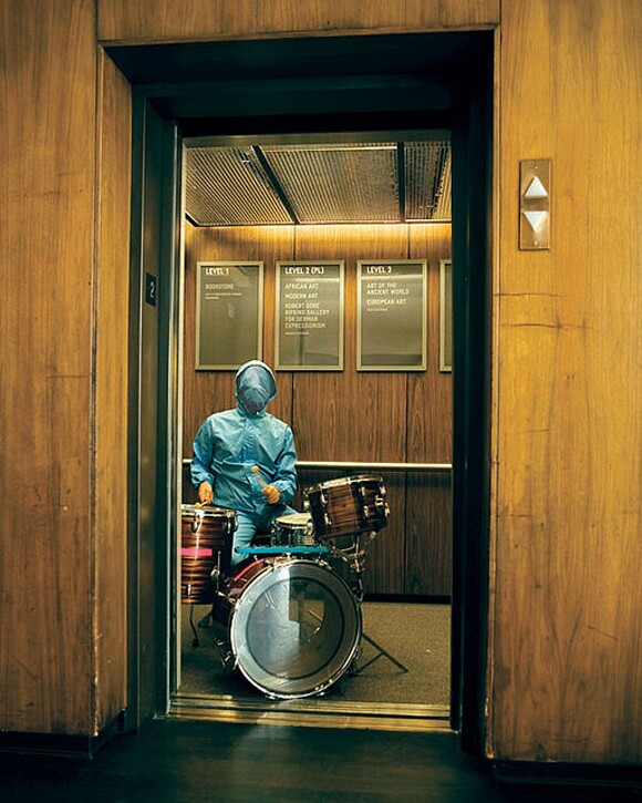 Elevator performance by Corey Fogel from Machine Project's Hammer residency | Photo: Courtesy of Machine Project.