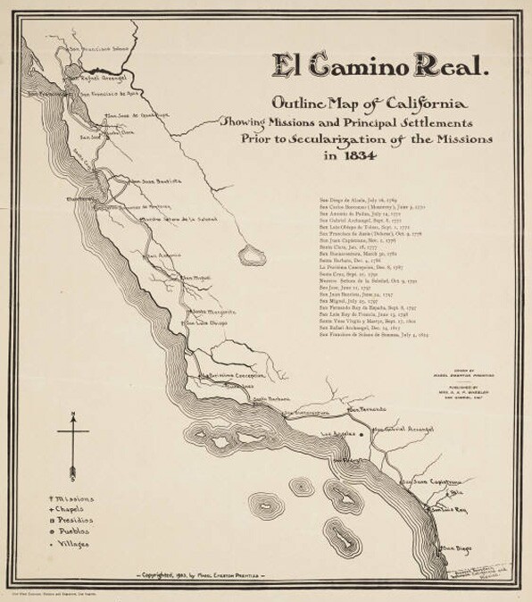 Map of El Camino Real. Courtesy UCLA Young Research Library.