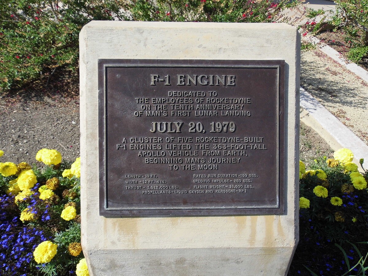 A plaque describes the rocket display at Aerojet-Rocketdyne | Sandi Hemmerlein