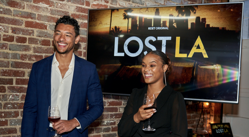 (Left to Right) Guests of KCET's LOST LA event at Angeleno Wine Company on Mar. 29, 2022. Photo courtesy of KCET.