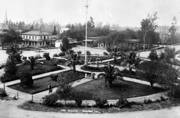 The Orange Plaza, circa 1891. Courtesy of the Security Pacific National Bank Collection - Los Angeles Public Library.