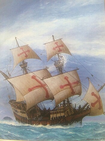 A painting of the San Salvador. | Image: Courtesy National Park Service