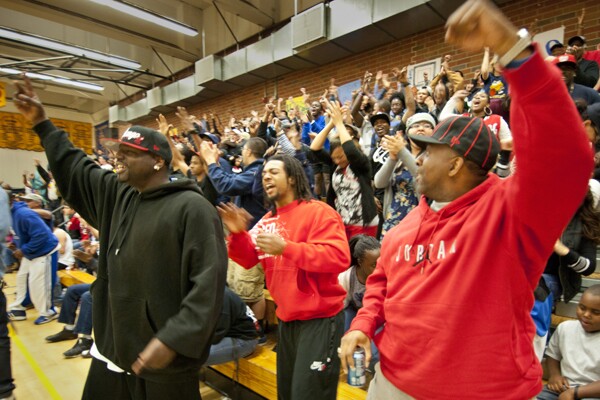 Fans cheering Tatyana Calhoun | Photograph by Douglas McCulloh