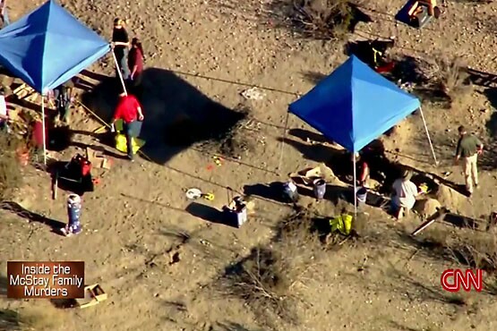 CNN news coverage of murder crime scene investigation at Quarry Road site in November 2013.