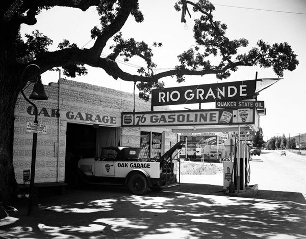 A limb of the storied Hangman's Oak extends over this garage in Calabasas. Courtesy of the Photo Collection, Los Angeles Public Library.