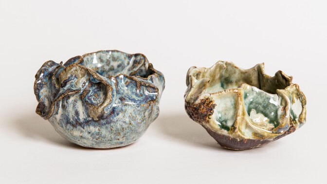 Pots that are shaped in an organic way.