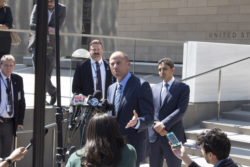 Michael Avenatti addresses media outside of L.A. U.S. Federal Courthouse