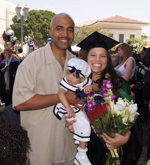 Virgil, Mila, and Michelle, on the occasion of Michelle's Master's degree graduation ceremony from Pacific Oaks College in Pasadena. She received her undergraduate degree from UCLA. Photo courtesy Michelle Covington