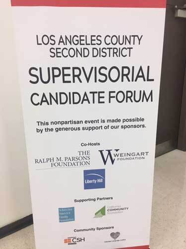 Supervisorial Candidate Forum sign. | Kathy Jura