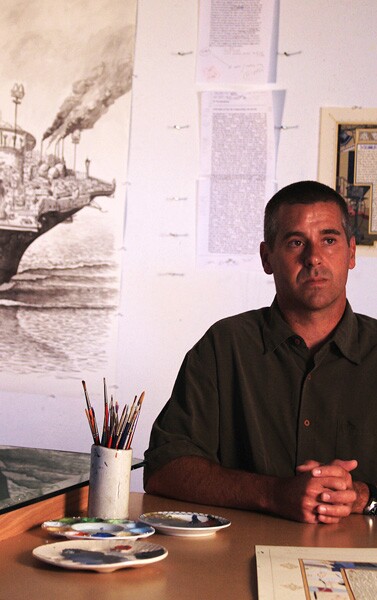 Sandow Birk at his studio