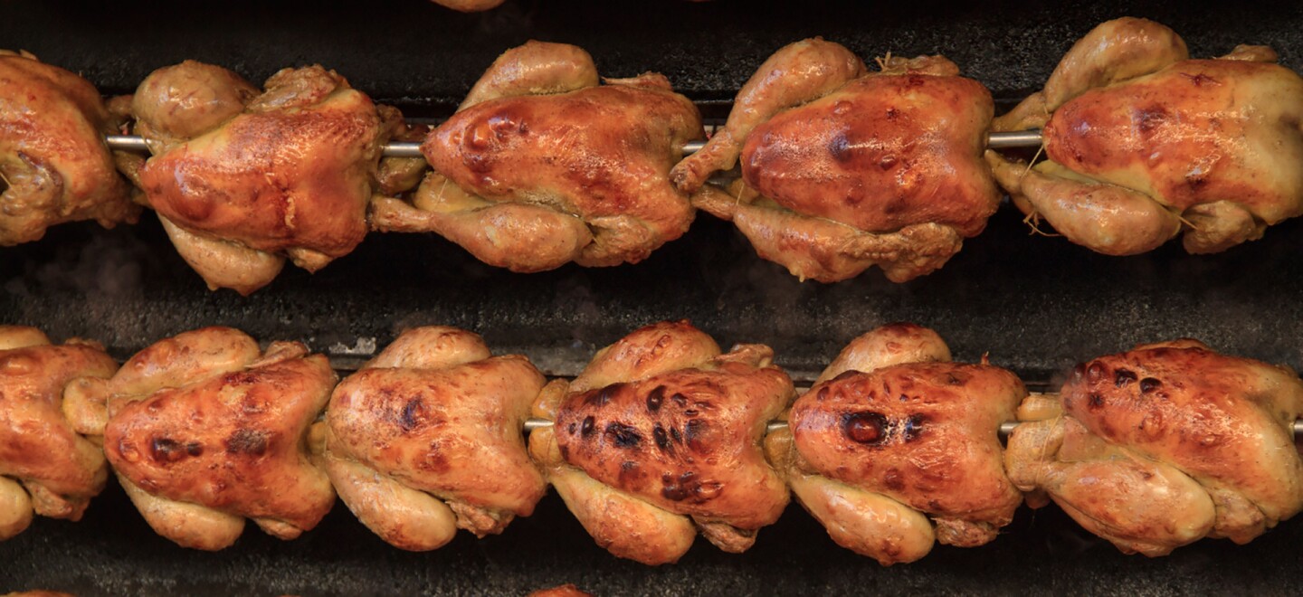 Chickens on the rotisserie