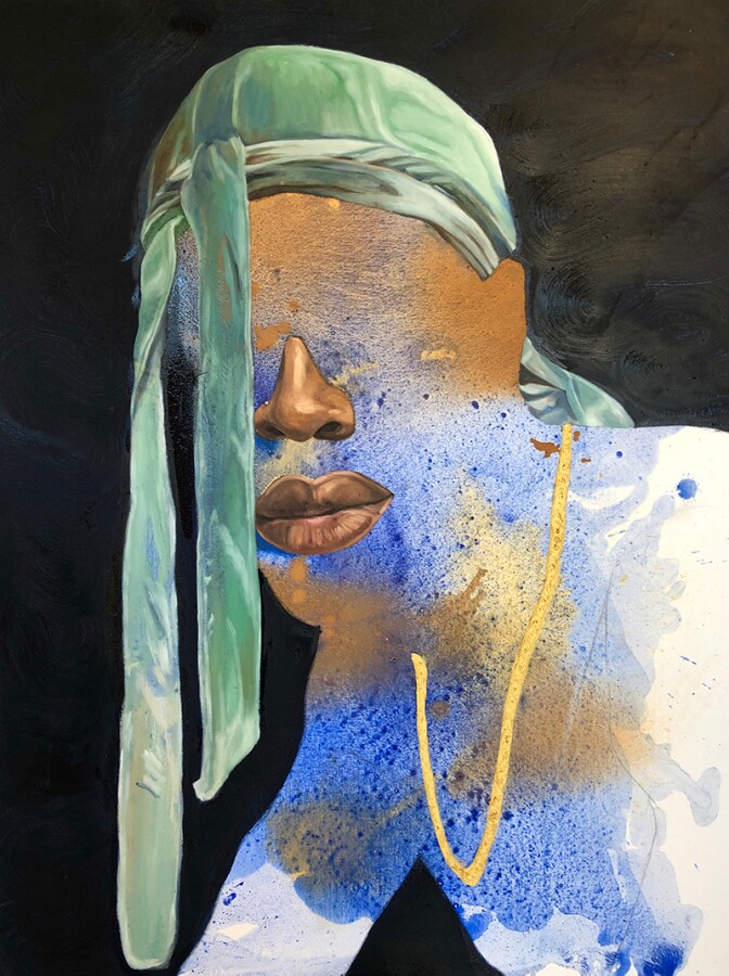 Khari Turner's "Sea Calm," 2020. acrylic, oil & oceanic water on canvas | Courtesy of Band of Vices