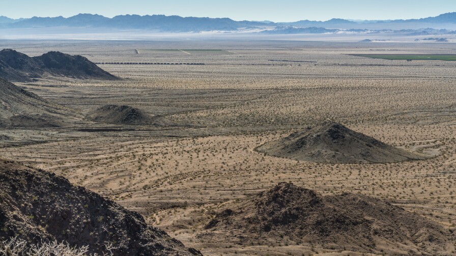 A view of the Cadiz and Fenner Valleys photographed by Kim Stringfellow from the Cadiz Summit off historic Route 66 in the Mojave Trails National Monument. | Kim Stringfellow