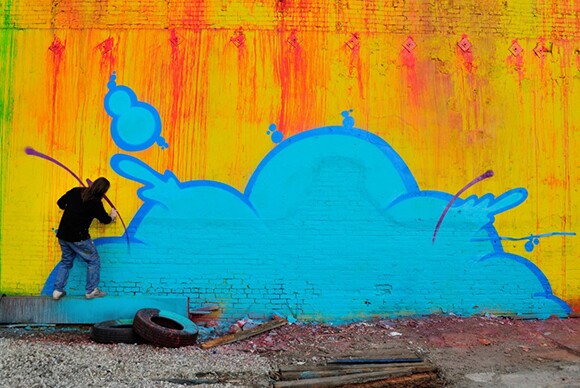 Residents of Skid Row Housing Trust wanted the mural to be bright and uplifting, said Daniel Lahoda. | Photo: MOCA.