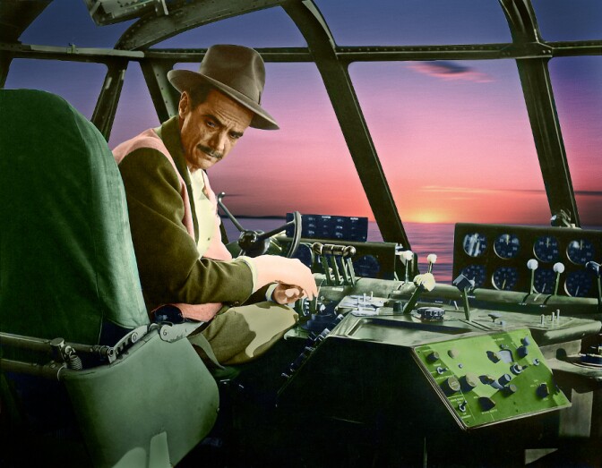 Howard Hughes painted photograph by Harry B. Chandler. | Photo: Courtesy of the artist.