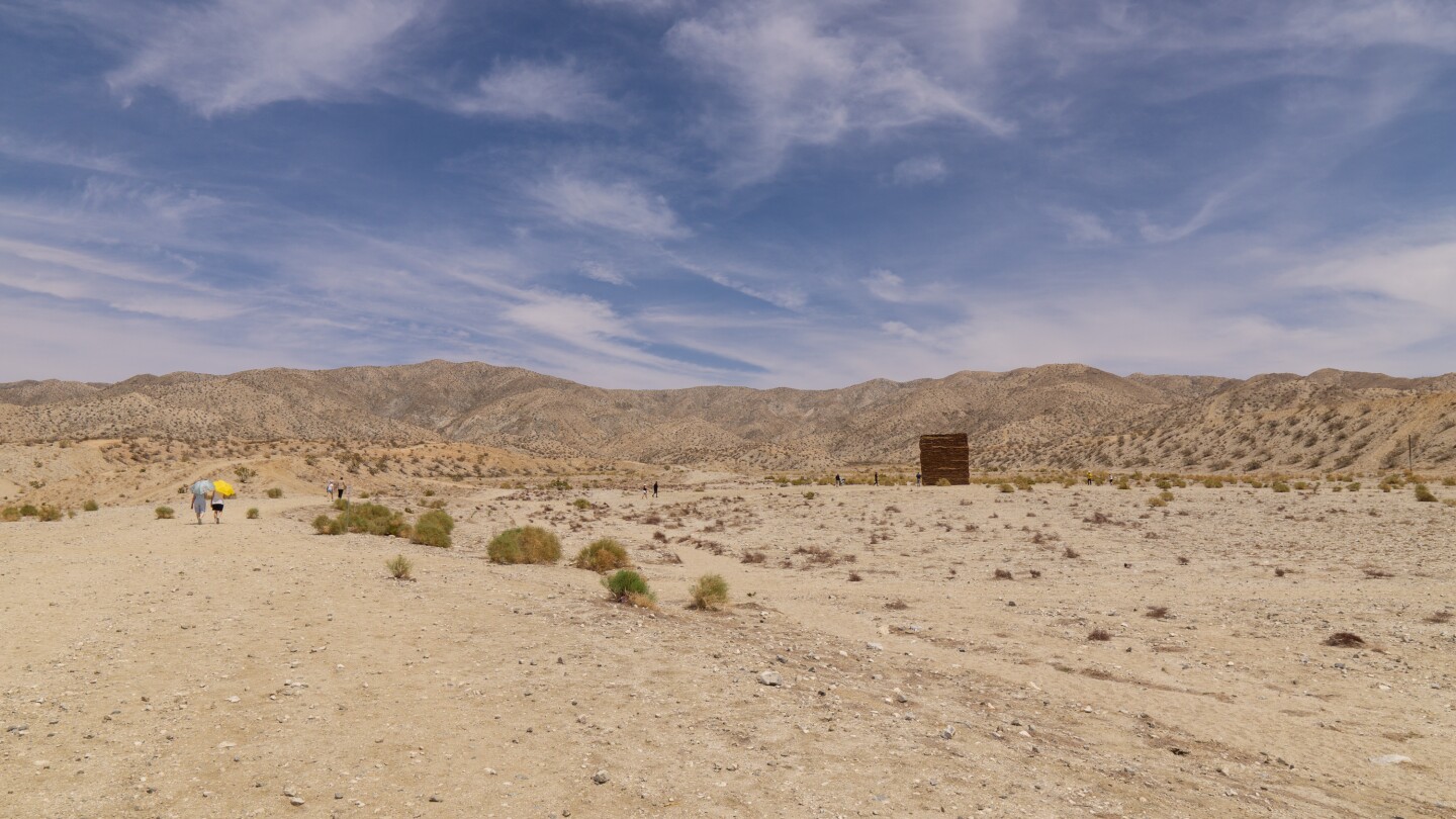 Zahrah Alghamdi's installation "What Lies Behind the Walls" for Desert X 2021 stands in Desert Hot Springs.