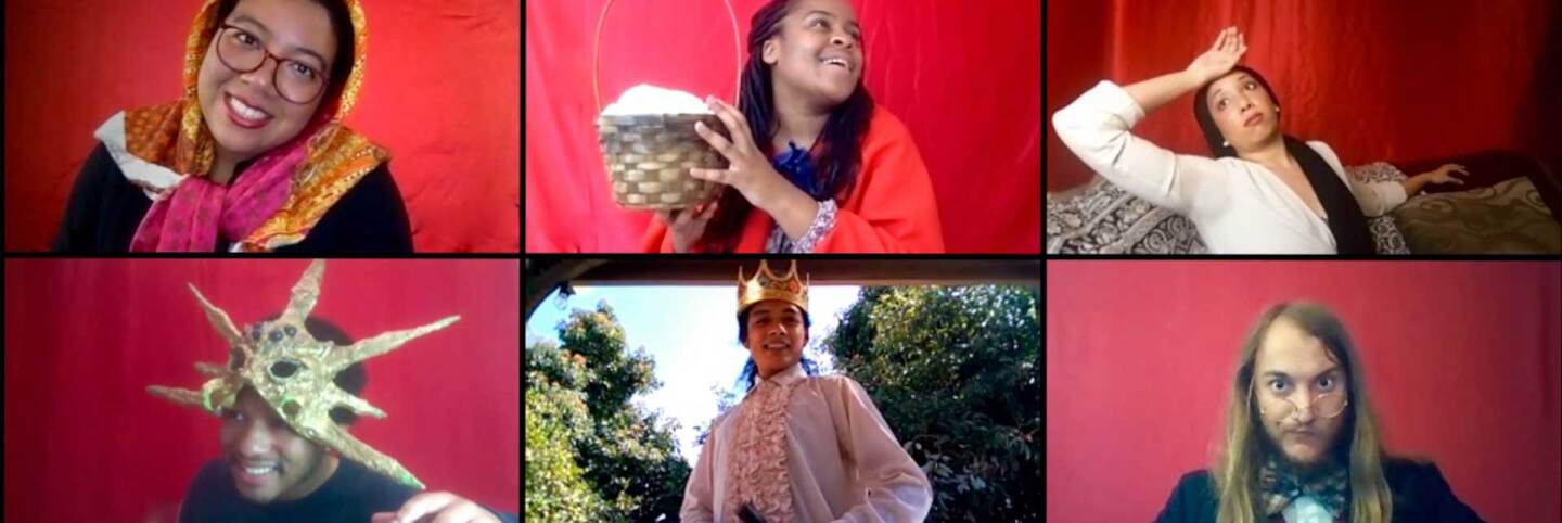 The Wallis Studio Ensemble presents Fairyland Foibles, featuring (top row L-R) Ella M Joseph, Kendell Byrd, Tiana Randall Quant; (middle row L-R) Trecey Dory, Kelvin Morales, Alexander Sheldon | M. Dahm