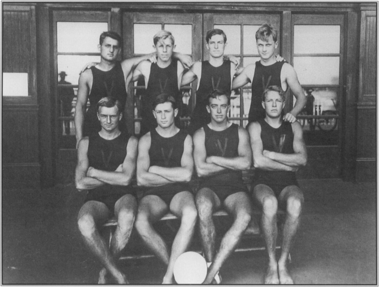 George Freeth encouraged the playing of water polo to condition members of the Venice Volun teer Lifesaving Corps for the rigors of ocean swimming.