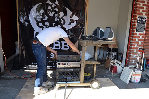 GANAS balancing components of the mobile sonidero cart. | Photo: Courtesy of Misael Diaz.
