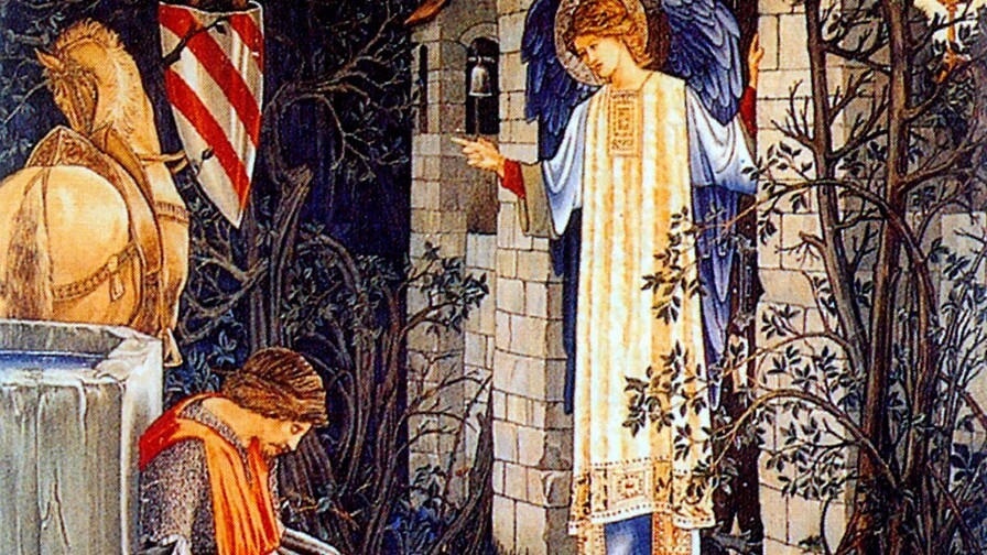 The Failure of Sir Launcelot to enter the Chapel of the Holy Grail, Number 3 of the Holy Grail tapestries woven by Morris & Co. 1891-94 for Stanmore Hall. Wool and silk on cotton warp, c. 1890 | Public Domain