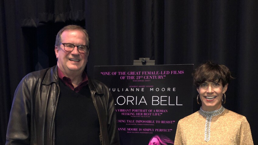 Cinema Series host Pete Hammond and Screenwriter Alice Johnson Boherafter a screening of "Gloria Bell"