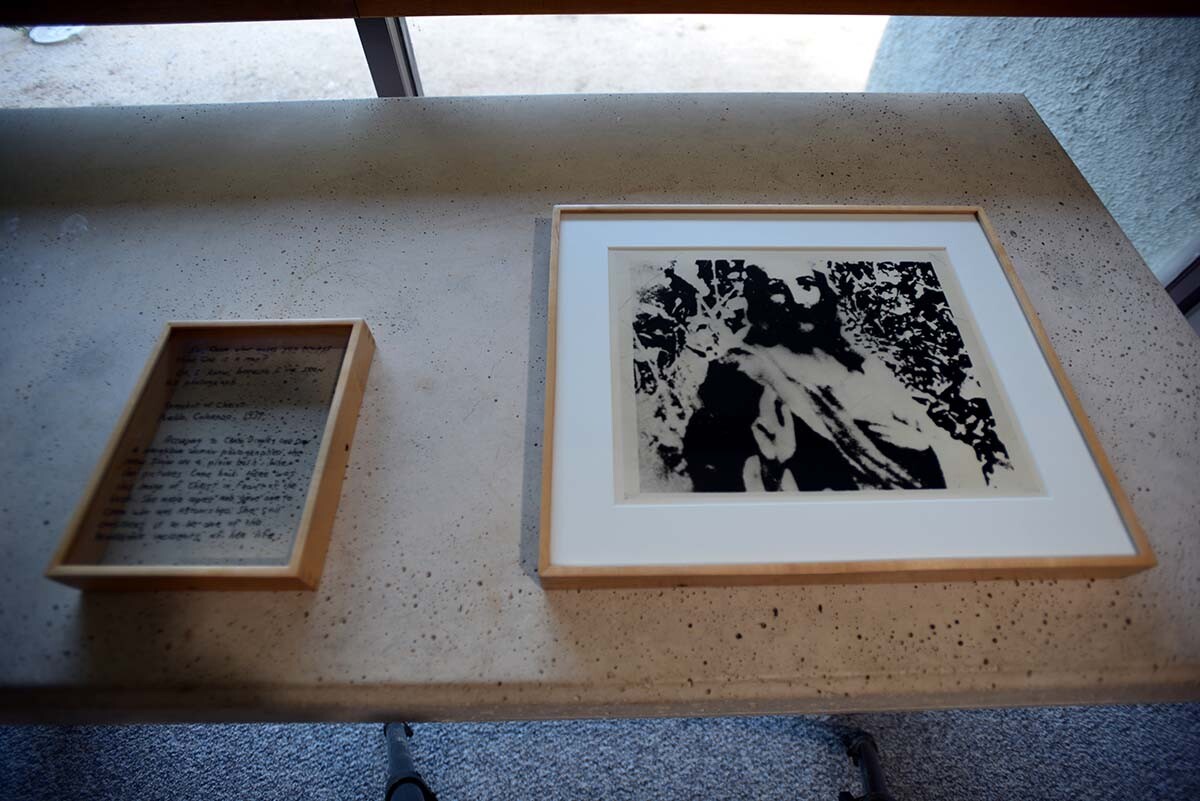 Kim Dingle, “The Cram Dingle Snow Vision,” 1991, photograph, pen | Courtesy of Irenic Projects