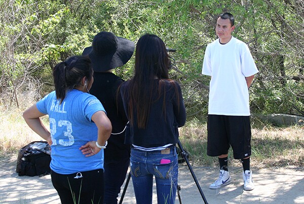 Students from the L.A. River School interview one of their classmates