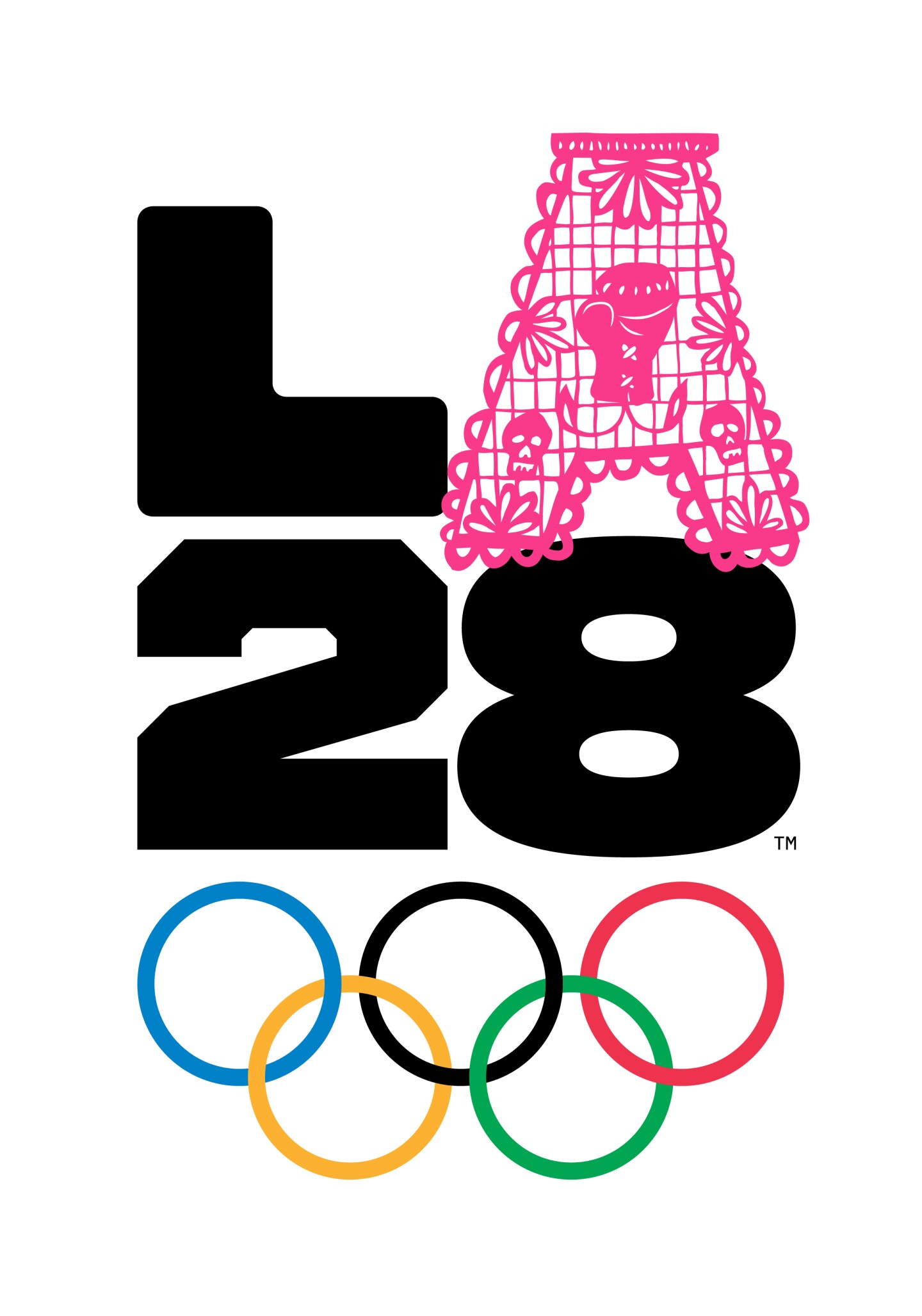 LA28 emblem made for the 2028 Los Angeles Olympics shows different kinds of As made by various artists, designers and athletes
