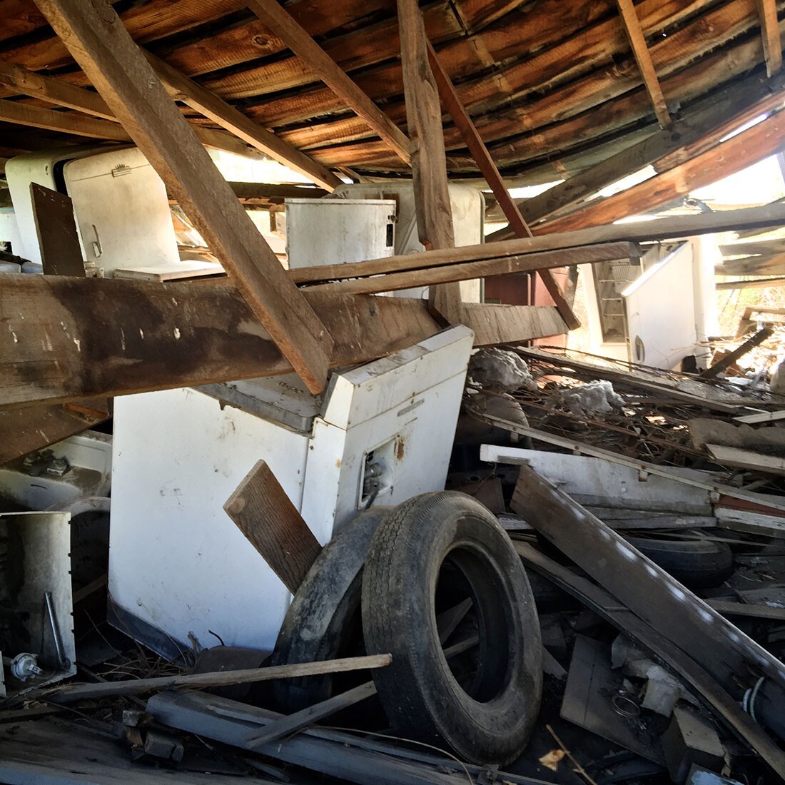 Collapsed Building with Hoarded Appliances and Tires - Bishop, CA - 2016 | Osceola Refetoff
