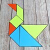 Tangram shapes arranged in the shape of a duck